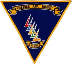 Carrier Air Wing 5 (CVW-5)
Established as Carrier Air Group FIVE (CVG-5) on 15 Feb 1943. Redesignated Attack Carrier Air Group FIVE (CVAG-5) on 15 Nov 1946; Carrier Air Group FIVE (CVG-5) on 1 Sep 1948; Carrier Air Wing FIVE (CVW-5) on 20 Dec 1963-.
