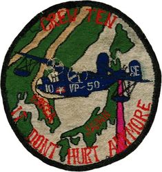 Patrol Squadron 50 (VP-50) Crew 10
Established as Patrol Squadron NINE HUNDRED SEVENTEEN (VP-917) on 18 Jul 1946. Redesignated Medium Patrol Squadron (Landplane) SIXTY SEVEN (VP-ML-67) on 15 Nov 1946; Patrol Squadron EIGHT HUNDRED NINETY TWO (VP-892) in Feb 1950; Patrol Squadron FIFTY (VP-50) "Blue Dragons" on 4 Feb 1953. Disestablished on 30 Jun 1992.

Martin PBM-5S/S2 Mariner
  
