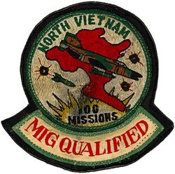 555th Tactical Fighter Squadron 100 Missions North Vietnam MiG Qualified
Worn by 1st Lt. Charles C. Clifton 
Crew: Col. Robin Olds/AC & 1st Lt. Charles C. Clifton/Pilot
Operation Bolo
F-4C Phantom II 63-7680
2 Jan 1967
MIG 21
AIM-9 Sidewinder

 
