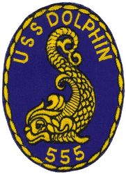 AGSS-555 USS Dolphin
Namesake. The	Dolphin, an aquatic mammal within the infraorder Cetacea
Builder. Portsmouth Naval Shipyard, ME
Ordered. 10 Aug 1960
Laid down. 9 Nov 1962
Launched. 8 Jun 1968
Commissioned. 17 Aug 1968
Decommissioned. 15 Jan 2007
Out of service. 22 Sep 2006
Stricken	. 5 Jan 2007
Status. Museum ship at the Maritime Museum of San Diego, CA
Class and type. Dolphin-class submarine
Displacement:	
805 long tons (818 t) light
861 long tons (875 t) full load
56 long tons (57 t) dead
Length. 46.3 m (151 ft 11 in)
Beam. 6 m (19 ft 8 in)
Draft. 4.8 m (15 ft 9 in)
Propulsion:	
2 × General Motors V71 12-cylinder diesel engines, 425 hp (317 kW)
2 × electric main motors
330-cell silver-oxide battery
Speed: 10 knots (19 km/h; 12 mph) surfaced; 7.5 knots (13.9 km/h; 8.6 mph) submerged
(10 knots (19 km/h; 12 mph), 3–4 knots (5.6–7.4 km/h; 3.5–4.6 mph) sustained
Endurance. 15 days
Test depth. 3,000 ft (910 m) (unclassified)
Capacity. 12 tons on external mounting pads, six port, six starboard, forward and aft of sail
Complement. 3 officers, 20 ratings, 4 scientists
Armament. smallarms. No internal torpedo tubes. An external tube could be mounted to be used for experiments.


