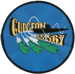 SS-567 USS Gudgeon
Namesake. The gudgeon, a species of small fresh-water minnow
Builder. Portsmouth Naval Shipyard, NH
Laid down. 20 May 1950
Launched. 11 Jun 1952
Commissioned. 	21 Nov 1952
Decommissioned. 30 Sep 1983
Stricken. 6 Aug 1987
Fate. Leased to Turkey, 1983; Sold to Turkey, 1987
Class and type. Tang-class submarine Attack submarine
Displacement:
1,560 long tons (1,585 t)
Length. 269 ft 2 in (82.04 m)
Beam. 27 ft 2 in (8.28 m)
Draft. 17 ft (5.2 m)
Speed. 15.5 knots (17.8 mph; 28.7 km/h)
Test depth. 250 m (820 ft)
Complement. 83 officers and men
Armament. 8 × 21 inch (533 mm) torpedo tubes (6 forward, 2 aft)


