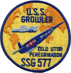 SSG-577 USS Growler 
Namesake. Growler, a largemouth bass, carnivorous freshwater ray-finned fish in the Centrarchidae family
Ordered. 31 Jul 1954
Builder. Portsmouth Naval Shipyard, NH
Laid down. 15 Feb 1955
Launched. 5 Apr 1958
Commissioned. 30 Aug 1958
Decommissioned. 25 May 1964
Stricken 1 August 1980
Homeport. Pearl Harbor, HI
Status. Museum ship at the Intrepid Sea, Air & Space Museum
Class and type. Grayback class diesel-electric submarine
Displacement. 2,110 tons light, 3,550 tons full, 1,440 tons dead
Length. 96.69 m (317' 3" ft) overall, 96.3 m (316 ft) waterline
Beam. 8.2 m (27 ft) extreme, 7.9 m (26 ft) waterline
Draught . 5.7 m (19 ft)
Propulsion. 3 Fairbanks-Morse Diesel engines, 2 Elliott electric motors
Speed. 17 kn (20 mph; 31 km/h) surfaced, 12 kn (14 mph; 22 km/h) submerged
Test depth. 712ft
Complement. 9 officers, 11 chief petty officers, 68 enlisted men
Armament:
2 × Regulus missile hangars (4 x Regulus I or 2 x Regulus II missiles)
6 × 21 inch (533 mm) torpedo tubes (4 bow, 2 stern)
16 x torpedoes (12 bow, 4 stern) Stern torpedoes anti-submarine only
Test depth. 712ft
Complement. 9 officers, 11 chief petty officers, 68 enlisted men
Armament:
2 × Regulus missile hangars (4 x Regulus I or 2 x Regulus II missiles)
6 × 21 inch (533 mm) torpedo tubes (4 bow, 2 stern)
16 x torpedoes (12 bow, 4 stern) Stern torpedoes anti-submarine only
Draught . 5.7 m (19 ft)
Propulsion. 3 Fairbanks-Morse Diesel engines, 2 Elliott electric motors
Speed. 17 kn (20 mph; 31 km/h) surfaced, 12 kn (14 mph; 22 km/h) submerged
Test depth. 712ft
Complement. 9 officers, 11 chief petty officers, 68 enlisted men
Armament:
2 × Regulus missile hangars (4 x Regulus I or 2 x Regulus II missiles)
6 × 21 inch (533 mm) torpedo tubes (4 bow, 2 stern)
16 x torpedoes (12 bow, 4 stern) Stern torpedoes anti-submarine only
Rate this file (No vote yet)
