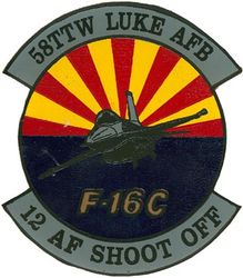 58th Tactical Training Wing 12th Air Force Shoot Off F-16
Printed on vinyl.
