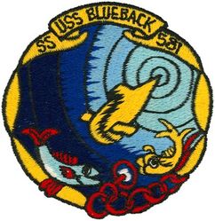 SS-581 USS Blueback
Namesake. Blueback, rainbow or steelhead trout
Awarded. 29 June 1956
Builder. Ingalls Shipbuilding, Pascagoula, MS
Laid down. 15 Apr 1957
Launched. 16 May 1959
Commissioned. 15 Oct 1959
Decommissioned. 1 Oct 1990
Stricken	. 30 Oct 1990
Status. Donated to the Oregon Museum of Science and Industry
Class and type. Barbel-class diesel-electric attack submarine
Displacement:	
1,744 tons (1,778 t) light
2,146 tons (2,180 t) full
2,637 tons (2,679 t) submerged
402 tons (408 t) dead
Length. 219 ft 6 in (66.90 m) overall
Beam. 29 ft (8.8 m)
Draft. 5 ft (7.6 m) max
Propulsion:	
3 × Fairbanks-Morse diesel engines, total 3,150 bhp (2.3 MW)
2 × General Electric electric motors, total 4,800 bhp (3.6 MW)
Speed. 12 knots (22 km/h) surfaced; 25 knots (46 km/h) submerged
Endurance. 30 minutes at full speed; 102 hours at 3 knots
Test depth. 712 ft (217 m) operating; 1,050 ft (320 m) collapse
Complement. 10 officers, 69 men
Armament. 6 × 21 inch (533 mm) bow torpedo tubes, 18 torpedoes

