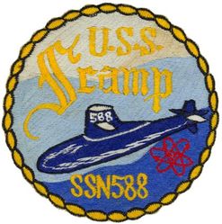 SSN-588 USS Scamp 
Namesake. The scamp, a member of the fish family Serranidae
Ordered. 23 Jul 1957
Builder. Mare Island Naval Shipyard, CA
Laid down. 23 Jan 1959
Launched. 8 Oct 1960
Commissioned. 	5 Jun 1961
Decommissioned. 28 Apr 1988
Stricken	. 28 Apr 1988
Honors and awards. Three campaign stars for Vietnam War service
Fate. Entered the Submarine Recycling Program in 1990
Class and type. Skipjack-class attack submarine
Displacement:	
2,830 long tons (2,880 t) surfaced
3,500 long tons (3,600 t) submerged
Length. 251 ft 8 i
