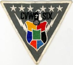 Carrier Air Wing 6 (CVW-6)
Established as Enterprise Air Group on 1 Jul 1938. Reconstituted as Carrier Air Group SIX (CVG-6) on 15 Mar 1943. Carrier Air Group SEVENTEEN (CVG-17) was redesignated as Battle Carrier Air Group SEVENTEEN (CVBG-17) on 22 Jan 1946 and subsequently redesignated as Battle Carrier Air Group FIVE (CVBG-5) on 16 Nov 1946. Redesignated Carrier Air Group SIX (CVG-6) effective 27 Jul 1948. Redesignated Carrier Air Wing SIX (CVW-6) on 20 Dec 1963. Disestablished on 1 Apr 1992.
