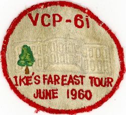 Composite Photographic Reconnaissance Squadron 61 (VCP-61) Detachment D CVG-15 Far East Cruise 1960
Established as Patrol Squadron SIXTY ONE (VP-61) on 20 Jan 1951. Redesignated: Photographic Squadron SIXTY ONE (VJ-61) on 5 Mar 1952; Heavy Photographic Squadron SIXTY ONE (VAP-61) "World Recorders" in Apr 1956. Composite Photographic Reconnaissance Squadron SIXTY ONE (VCP-61) on 1 Jul 1959. Heavy Photographic Squadron SIXTY ONE (VAP-61) on 1 Jul 1961. Disestablished on 1 Jul 1971. 

Deployment. 19 Sep 1960-27 May 1961 USS Coral Sea (CVA-43) CVG-15, Det. D, Douglas A3D-2P/RA-3B/KA-3B Skywarrior
Japanese made.

