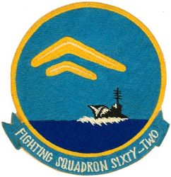 Fighter Squadron 62 (VF-62) (2nd)
Established as Fighter Squadron SIXTY TWO (VF-62) (2nd) "Boomerangs" on 1 Jul 1955. Disestablished on 1 Oct 1969.

McDonnell F2H-2 Banshee, 1955-1956
North American FJ-3M Fury, 1956-1960
Vought F8U-1/B/E/D Crusader, 1960-1969

Deployments.
9 Oct 1955-30 Apr 1955	USS Lake Champlain (CVA-39) CVG-6, F2H-3	
Jan 1956-9 Mar 1956 USS Randolph (CVA-15) ATG-202, FJ-3M	
14 Jul 1956-19 Feb 1957 USS Randolph (CVA-15)	 ATG-202, FJ-3M		
2 Feb 1958-17 Nov 1958 USS Essex (CVA-9) ATG-201, FJ-3M	
7 Aug 1959-26 Feb 1960 USS Essex (CVA-9) CVG-10, FJ-3M	
1 Jun 1960-18 Jul 1960 USS Shangri La (CVA-38) CVG-10, F8U-1	
6 Sep 1960-20 Oct 1960	USS Shangri La (CVA-38)	 CVG-10, F8U-1	
2 Feb 1961-15 May 1961 USS Shangri La (CVA-38) CVG-10, F8U-1		
5 Feb 1962-8 Apr 1962 USS Enterprise (CVAN-65) CVG-1, F8U-1	
24 Oct 1962-20 Nov 1962 USS Shangri La (CVA-38) CVG-10, F8U-2	
1 Oct 1963-23 May 1964 USS Shangri La (CVA-38) CVW-10, F-8E	
10 Feb 1965-20 Sep 1965 USS Shangri La (CVA-38) CVW-10, F-8E		
29 Sep 1966-20 May 1967 USS Shangri La (CVA-38) CVW-8, F-8D		
15 Nov 1967-4 Aug 1968 USS Shangri La (CVA-38) CVW-8, F-8D		
7 Jan 1969-29 Jul 1969 USS Shangri La (CVA-38) CVW-8, F-8D	

