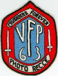 Light Photographic Squadron 63 Detachment 1 (VFP-63 Det 1) CVW-9 Western Pacific Cruise 1977
Established as Composite Squadron Sixty-One (VC-61) on 20 Jan 1949. Redesignated Fighter Photographic Squadron Sixty One (VFP-61) in Jul 1956; Composite Photographic Squadron Sixty-Three (VCP-63) on 1 Jul 1959; Light Photographic Squadron Sixty Three (VFP-63) “Eyes of the Fleet” on 1 Jul 1961. Disestablished on 30 Jun 1982.

12 Apr 1977-21 Nov 1977, USS Constellation (CV 64), CVW-9, Vought F8U-1P Crusader, Western Pacific Cruise

