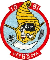 Light Photographic Squadron 63 Detachment Charlie (VFP-63 Det C) CAG-11 Around the Horn Cruise 1961
Established as Composite Squadron Sixty-One (VC-61) on 20 Jan 1949. Redesignated Fighter Photographic Squadron Sixty One (VFP-61) in Jul 1956; Composite Photographic Squadron Sixty-Three (VCP-63) on 1 Jul 1959; Light Photographic Squadron Sixty Three (VFP-63) “Eyes of the Fleet” on 1 Jul 1961. Disestablished on 30 Jun 1982.

Deployment: 11 Aug-1 Nov 1961, USS Kitty Hawk (CVA-63), CVG-11, Vought F8U-1P Crusader

