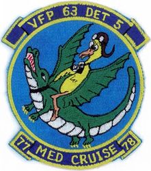 Light Photographic Squadron 63 Detachment 5 (VFP-63 Det 5) CVW-6 Mediterranean Cruise 1977-1978
Established as Composite Squadron Sixty-One (VC-61) on 20 Jan 1949. Redesignated Fighter Photographic Squadron Sixty One (VFP-61) in Jul 1956; Composite Photographic Squadron Sixty-Three (VCP-63) on 1 Jul 1959; Light Photographic Squadron Sixty Three (VFP-63) “Eyes of the Fleet” on 1 Jul 1961. Disestablished on 30 Jun 1982.

Deployment: 19 Sep 1977-25 Apr 1978, USS America (CV-66), CVW-6, Vought F8U-1P/RF-8G Crusader

