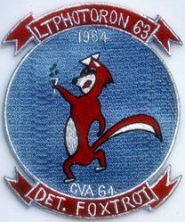 Light Photographic Squadron 63 Detachment Foxtrot (VFP-63 Det F) CVG-14 Western Pacific Cruise 1964
Established as Composite Squadron Sixty-One (VC-61) on 20 Jan 1949. Redesignated Fighter Photographic Squadron Sixty One (VFP-61) in Jul 1956; Composite Photographic Squadron Sixty-Three (VCP-63) “Eyes of the Fleet” on 1 Jul 1959; Light Photographic Squadron Sixty Three (VFP-63) on 1 Jul 1961. Disestablished on 30 Jun 1982.

Deployment: 5 May 1964-1 Feb 1965, USS Constellation (CVA-64), CVW-14, Vought F8U-1P/RF-8A Crusader

