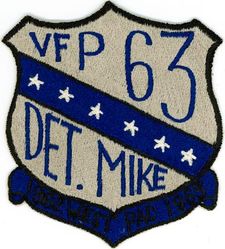 Light Photographic Squadron 63 (VFP-63 Det M) Detachment Mike CVG-9 Western Pacific 1962-1963
Established as Composite Squadron Sixty-One (VC-61) on 20 Jan 1949. Redesignated Fighter Photographic Squadron Sixty One (VFP-61) in Jul 1956; Composite Photographic Squadron Sixty-Three (VCP-63) on 1 Jul 1959; Light Photographic Squadron Sixty Three (VFP-63) on 1 Jul 1961. Disestablished on 30 Jun 1982.

Deployment: 9 Nov 1962-14 Jun 1963, USS Ranger (CVA-61), CVW-9, Vought F8U-1P/RF-8A Crusader

