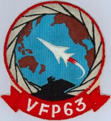 Light Photographic Squadron 63 (VFP-63)
Established as Composite Squadron Sixty-One (VC-61) on 20 Jan 1949. Redesignated Fighter Photographic Squadron Sixty One (VFP-61) in Jul 1956; Composite Photographic Squadron Sixty-Three (VCP-63) "Eyes of the Fleet" on 1 Jul 1959; Light Photographic Squadron Sixty Three (VFP-63) on 1 Jul 1961. Disestablished on 30 Jun 1982.

Douglas A3D-2P Skywarrior, 1959-1961
Vought F8U-1P Crusader, 1961-1982


