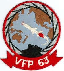 Light Photographic Squadron 63 (VFP-63)
Established as Composite Squadron Sixty-One (VC-61) on 20 Jan 1949. Redesignated Fighter Photographic Squadron Sixty One (VFP-61) in Jul 1956; Composite Photographic Squadron Sixty-Three (VCP-63) "Eyes of the Fleet" on 1 Jul 1959; Light Photographic Squadron Sixty Three (VFP-63) on 1 Jul 1961. Disestablished on 30 Jun 1982.

Douglas A3D-2P Skywarrior, 1959-1961
Vought F8U-1P Crusader, 1961-1982

