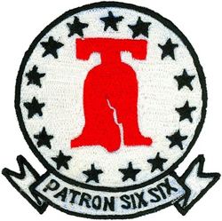Patrol Squadron 66 (VP-66)
Established as Patrol Squadron SIXTY SIX (VP-66) on 1 Nov 1970. Disestablished on 31 Mar 2006.

Lockheed SP-2H Neptune, 1970-1973
Lockheed P-3A Orion, 1973-1982
Lockheed P-3A TAC/NAV MOD Orion, 1982-1990
Lockheed P-3B TAC/NAV MOD Orion, 1990-1993
Lockheed EP-3J Orion, 1993-1994
Lockheed P-3C Orion, 1994-2006

Insignia (3rd) "Liberty Bells" approved by CNO on 31 Dec 1984. 
