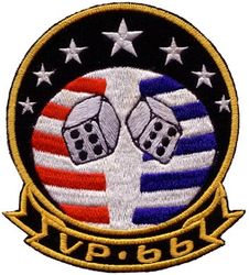 Patrol Squadron 66 (VP-66)
Established as Patrol Squadron SIXTY SIX (VP-66) on 1 Nov 1970. Disestablished on 31 Mar 2006.

Lockheed SP-2H Neptune, 1970-1973
Lockheed P-3A Orion, 1973-1982
Lockheed P-3A TAC/NAV MOD Orion, 1982-1990
Lockheed P-3B TAC/NAV MOD Orion, 1990-1993
Lockheed EP-3J Orion, 1993-1994
Lockheed P-3C Orion, 1994-2006

Insignia (2nd) "Dicemen" approved by CNO on 25 Feb 1974. 

