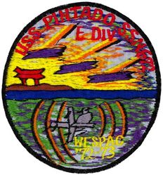 SSN-672 USS Pintado Western Pacific Cruise 1972-1973
Namesake. The Pintado, a large mackerel like fish
Ordered: 29 Dec 1965
Builder:	Mare Island Naval Shipyard, Vallejo, CA
Laid down: 27 Oct 1967
Launched: 16 Aug 1969
Commissioned: 11 Sep 1971
Decommissioned:26 Feb 1998
Struck: 26 Feb 1998
Motto: AL MAS PINTADO = To the most able, to the wisest
Honors and awards: Navy Unit Commendation 1981
Fate: Scrapping via Ship and Submarine Recycling Program completed 27 Oct 1998
Class & type: Sturgeon-class attack submarine
Displacement: 3,640 long tons (3,698 t) light, 4,640 long tons (4,714 t) full
Length:	292 ft 3 in (89.08 m)
Beam: 31 ft 8 in (9.65 m)
Draft: 28 ft 8 in (8.74 m)
Installed power: 15,000 shp (11,000 kW)
Propulsion: 1 × S5W nuclear reactor, 2 × steam turbines, 1 × screw
Speed: 15 knots (28 km/h; 17 mph) surfaced, 25 knots (46 km/h; 29 mph) submerged
Test depth: 1,300 feet (396 meters)
Complement: 109 (14 officers, 95 enlisted personnel )
Armament: 4 × 21-inch (533 mm) torpedo tubes; MK 48 torpedo; UUM-44 SUBROC; UGM-84A/C  Harpoon; MK 60 Deep water mine
USS PINTADO SSN-672 WESTPAC 72-73

