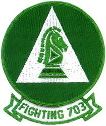 Fighter Squadron 703 (VF-703)
Established as Fighter Squadron SEVEN ZERO THREE (VF-703) "Superheats" in 1960. Redeisignated Fighter Squadron FIFTY THREE D-2 (VF-53D2) on 1 Jun 1969. Disestablished on 1 Jul 1970.
Insignia approved 12 May 1961. 

North AmericanFJ-3/4B Fury, 
Vought F-8A/C/K Crusader

