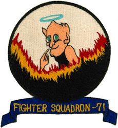 Fighter Squadron 71 (VF-71)
Established as Escort-Scouting Squadron EIGHTEEN (VGS-18) on 15 Oct 1942. Redesignated Composite Squadron EIGHTEEN (VC-18) on 1 Mar 1943; Fighter Squadron THIRTY SIX (VF-36) on 15 Aug 1943; Fighter Squadron EIGHTEEN (VF-18) on 5 Mar 1944; Fighter Squadron SEVEN A (VF-7A) on 15 Nov 1946; Fighter Squadron SEVENTY ONE (VF-71) “Hells Angels” on 1 Sep 1948. Disestablished on 31 Mar 1959.

Grumman F8F-1/2/2P Bearcat
Grumman F9F-2 Panther 
McDonnell F2H-3 Banshee

Deployments: 
4 Jan-22 May 1949 CV-47 USS Philippine Sea CVG-7 F8F-1, F6F-5P	
6 Sep 1949-26 Jan 1950	CV-32 USS Leyte CVG-7	F8F-1	
10 Jul-10 Nov 1950 CVB-41 USS Midway	CVG-7 F9F-2	
20 May 1952-8 Jan 1953 CVA-31 USS Bon Homme Richard CVG-7 F9F-2	
19 Feb-5 May 1953 CVA-20 USS Bennington CVG-7 F9F-2 
16 Sep 1953-21 Feb 1954 CVA-20 USS Bennington CVG-7 F2H-3	
4 May-10 Dec 1955 CVA-12 USS Hornet CVG-7 F2H-3	
3 Sep-22 Oct 1957 CVA-11 USS Intrepid CVG-6 F2H-3	
2 Sep 1958-12 Mar 1959 CVA-15 USS Randolph CVG-7 F2H-3

