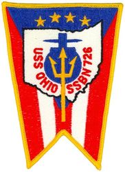 SSBN-726 USS Ohio 
Namesake. State of Ohio
Ordered. 1 Jul 1974
Builder.	General Dynamics Electric Boat
Laid down. 10 Apr 1976
Launched. 7 Apr 1979
Commissioned.	11 Nov 1981
Homeport. Bangor, WA
Motto. Always first
Nickname. First and Finest!
Status. in active service
Class and type. Ohio class ballistic missile submarine
Displacement:	
16,764 metric tons (16,499 long tons) surfaced
18,750 metric tons (18,450 long tons) submerged
Length. 560 ft (170 m)
Beam. 42 ft (13 m)
Propulsion:	
1 × S8G PWR nuclear reactor[3] (HEU 93.5%)
2 × geared turbines
1 × 325 hp (242 kW) auxiliary motor
1 × shaft @ 60,000 shp (45,000 kW)
Speed:	
12 knots (14 mph; 22 km/h) surfaced
+20 knots (23 mph; 37 km/h) submerged (official)
25 knots (29 mph; 46 km/h) submerged (reported)
Range. unlimited
Endurance. approximately 60 days with food supplies
Test depth. +800 ft (240 m)
Crew. 15 officers, 140 enlisted
Sensors and processing systems: BQQ-6 Bow mounted sonar; BQR-19 Navigation; BQS-13 Active sonar; TB-16 towed array
Armament: 4 × 21 inch (533 mm) bow torpedo tubes.
As SSBN:
24 × Trident II C4 SLBM, each with up to 8 MIRVed W76 nuclear warheads
SSGN conversion:
22 tubes, each with 7 Tomahawk cruise missiles

