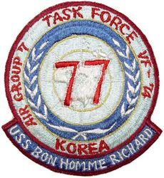 Fighter Squadron 74 (VF-74) (3rd) CVG-7 Task Force 77 Western Pacific, Korea Cruise 1952-1953
Established as Bomber Fighter Squadron TWENTY (VBF-20) on 16 Apr 1945. Redesignated Fighter Squadron TEN A (VF-10A) on 15 Nov 1946; Fighter Squadron NINETY TWO (VF-92) on 1 Sep 1948; Fighter Squadron SEVENTY FOUR (VF-74) (3rd) "Be Devilers" on 15 Feb 1950. Disestablished on 30 Apr 1994.

Deployment. 20 May 1952-8 Jan 1953 USS Bon Homme Richard (CVA-31) CVG-7, Vought F4U-4 Corsair
