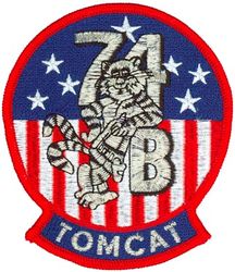 Fighter Squadron 74 (VF-74) (3rd) F-14B Tomcat
Established as Bomber Fighter Squadron TWENTY (VBF-20) on 16 Apr 1945. Redesignated Fighter Squadron TEN A (VF-10A) on 15 Nov 1946; Fighter Squadron NINETY TWO (VF-92) on 1 Sep 1948; Fighter Squadron SEVENTY FOUR (VF-74) (3rd) "Be Devilers" on 15 Feb 1950. Disestablished on 30 Apr 1994.

Vought F4U-4 Corsair, 1945-1945, 1949-1954
Grumman F8F-1 Bearcat, 1945-1949
McDonnell F2H-2 Banshee, 1954
Grumman F9F-8 Cougar, 1954-1956
Douglas F4D-1 Skyray, 1956-1961
McDonnell Douglas F4H-1 (F-4B)/J/S, 1961-1983
Grumman F-14A/B Tomcat, 1983-1994

Insignia approved in 1946.

Deployments.
10 Jan 1951-17 May 1951 USS F. D. Roosevelt (CVB-42) CVG-6, F4U-4	
20 May 1952-8 Jan 1953 USS Bon Homme Richard (CVA-31) CVG-7, F4U-4	
19 Feb 1953-5 May 1953 USS Bennington (CVA-20) CVG-7, F4U-4	
16 Sep 1953-21 Feb 1954 USS Bennington (CVA-20) CVG-7, F4U-4	
9 Oct 1955-30 Apr 1956	USS Lake Champlain (CVA-39) CVG-6, F9F-8	
12 Jul 1957-5 Mar 1958	USS Franklin D. Roosevelt (CVA-42) CVG-17, F4D-1	
13 Feb 1959-30 Aug 1959 USS Intrepid (CVA-11) CVG-6, F4D-1	
4 Aug 1960-17 Feb 1961 USS Intrepid (CVA-11) CVG-6, F4D-1
3 Aug 1962-2 Mar 1963	USS Forrestal (CVA-59) CVG-8, F4H-1	
10 Jul 1964-13 Mar 1965 USS Forrestal (CVA-59) CVW-8,	F-4B	
24 Aug 1965-7 Apr 1966	 USS Forrestal (CVA-59) CVW-8,	F-4B	
6 Jun 1967-15 Sep 1967	USS Forrestal (CVA-59) CVW-17, F-4B	
22 Jul 1968-29 Apr 1969 USS Forrestal (CVA-59) CVW-17, F-4B	
2 Dec 1969-8 Jul 1970 USS Forrestal (CVA-59) CVW-17, F-4B	
5 Jan 1971-2 Jul 1971 USS Forrestal (CVA-59) CVW-17, F-4B	
5 Jun 1972-24 Mar 1973 USS America (CVA-66) CVW-8, F-4J	
11 Mar 1974-11 Sep 1974 USS Forrestal (CVA-59) CVW-17, F-4J	
5 Mar 1975-22 Sep 1975 USS Forrestal (CVA-59) CVW-17, F-4J 
7 Jul 1976-7 Feb 1977 USS Nimitz (CVAN-68) CVW-8, F-4J	
4 Apr 1978-26 Oct 1978	USS Forrestal (CV-59) CVW-17, F-4J	
27 Nov 1979-7 May 1980 USS Forrestal (CV-59) CVW-17, F-4J	
2 Mar 1981-15 Sep 1981 USS Forrestal (CV-59) CVW-17, F-4J 
8 Jun 1982-16 Nov 1982	USS Forrestal (CV-59) CVW-17, F-4S	
2 Apr 1984-20 Oct 1984	USS Saratoga (CV-60) CVW-17, F-14A	
25 Aug 1985-16 Apr 1986 USS Saratoga (CV-60) CVW-17, F-14A	
5 Jun 1987-17 Nov 1987	USS Saratoga (CV-60) CVW-17, F-14A	
7 Aug 1990-28 Mar 1991 USS Saratoga (CV-60) CVW-17, F-14B	
6 May 1992-6 Nov 1992	USS Saratoga (CV-60) CVW-17, F-14B	
4 Mar 1993-8 Apr 1993 USS Constellation (CV-64) CVW-17, F-14B

