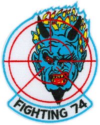Fighter Squadron 74 (VF-74) (3rd)
Established as Bomber Fighter Squadron TWENTY (VBF-20) on 16 Apr 1945. Redesignated Fighter Squadron TEN A (VF-10A) on 15 Nov 1946; Fighter Squadron NINETY TWO (VF-92) on 1 Sep 1948; Fighter Squadron SEVENTY FOUR (VF-74) (3rd) "Be Devilers" on 15 Feb 1950. Disestablished on 30 Apr 1994.

Vought F4U-4 Corsair, 1945-1945, 1949-1954
Grumman F8F-1 Bearcat, 1945-1949
McDonnell F2H-2 Banshee, 1954
Grumman F9F-8 Cougar, 1954-1956
Douglas F4D-1 Skyray, 1956-1961
McDonnell Douglas F4H-1 (F-4B)/J/S, 1961-1983
Grumman F-14A/B Tomcat, 1983-1994

Insignia approved in 1946.

Deployments.
10 Jan 1951-17 May 1951 USS F. D. Roosevelt (CVB-42) CVG-6, F4U-4	
20 May 1952-8 Jan 1953 USS Bon Homme Richard (CVA-31) CVG-7, F4U-4	
19 Feb 1953-5 May 1953 USS Bennington (CVA-20) CVG-7, F4U-4	
16 Sep 1953-21 Feb 1954 USS Bennington (CVA-20) CVG-7, F4U-4	
9 Oct 1955-30 Apr 1956	USS Lake Champlain (CVA-39) CVG-6, F9F-8	
12 Jul 1957-5 Mar 1958	USS Franklin D. Roosevelt (CVA-42) CVG-17, F4D-1	
13 Feb 1959-30 Aug 1959 USS Intrepid (CVA-11) CVG-6, F4D-1	
4 Aug 1960-17 Feb 1961 USS Intrepid (CVA-11) CVG-6, F4D-1
3 Aug 1962-2 Mar 1963	USS Forrestal (CVA-59) CVG-8, F4H-1	
10 Jul 1964-13 Mar 1965 USS Forrestal (CVA-59) CVW-8,	F-4B	
24 Aug 1965-7 Apr 1966	 USS Forrestal (CVA-59) CVW-8,	F-4B	
6 Jun 1967-15 Sep 1967	USS Forrestal (CVA-59) CVW-17, F-4B	
22 Jul 1968-29 Apr 1969 USS Forrestal (CVA-59) CVW-17, F-4B	
2 Dec 1969-8 Jul 1970 USS Forrestal (CVA-59) CVW-17, F-4B	
5 Jan 1971-2 Jul 1971 USS Forrestal (CVA-59) CVW-17, F-4B	
5 Jun 1972-24 Mar 1973 USS America (CVA-66) CVW-8, F-4J	
11 Mar 1974-11 Sep 1974 USS Forrestal (CVA-59) CVW-17, F-4J	
5 Mar 1975-22 Sep 1975 USS Forrestal (CVA-59) CVW-17, F-4J 
7 Jul 1976-7 Feb 1977 USS Nimitz (CVAN-68) CVW-8, F-4J	
4 Apr 1978-26 Oct 1978	USS Forrestal (CV-59) CVW-17, F-4J	
27 Nov 1979-7 May 1980 USS Forrestal (CV-59) CVW-17, F-4J	
2 Mar 1981-15 Sep 1981 USS Forrestal (CV-59) CVW-17, F-4J 
8 Jun 1982-16 Nov 1982	USS Forrestal (CV-59) CVW-17, F-4S	
2 Apr 1984-20 Oct 1984	USS Saratoga (CV-60) CVW-17, F-14A	
25 Aug 1985-16 Apr 1986 USS Saratoga (CV-60) CVW-17, F-14A	
5 Jun 1987-17 Nov 1987	USS Saratoga (CV-60) CVW-17, F-14A	
7 Aug 1990-28 Mar 1991 USS Saratoga (CV-60) CVW-17, F-14B	
6 May 1992-6 Nov 1992	USS Saratoga (CV-60) CVW-17, F-14B	
4 Mar 1993-8 Apr 1993 USS Constellation (CV-64) CVW-17, F-14B

