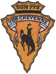 SSN-773 USS Cheyenne
Namesake. City of Cheyenne
Awarded. 28 Nov 1989
Builder. Newport News Shipbuilding and Drydock Company
Laid down. 6 Jul 1992
Launched. 16 Apr 1995
Sponsored by. Mrs. Ann Simpson, wife of Wyoming Senator Alan K. Simpson
Christened. 1 Apr 1995
Commissioned. 13 Sep 1996
Class and type. Los Angeles-class submarine
Displacement:
6,000 long tons (6,096 t) light6,927 long tons (7,038 t) full
927 long tons (942 t) dead
Length. 110.3 m (361 ft 11 in)
Beam. 10 m (32 ft 10 in)
Draft. 9.4 m (30 ft 10 in)
Propulsion:
1 × S6G PWR nuclear reactor with D2W core (165 MW), HEU 93.5%
2 × steam turbines (33,500) shp
1 × shaft
1 × secondary propulsion motor 325 hp (242 kW)
Speed. 25 knots (46 km/h; 29 mph)+
Test depth. 800 ft (244 m)+
Complement. 12 officers, 98 men
Armament:
4 × 21 in (533 mm) torpedo tubes
12 × vertical launch Tomahawk missiles
