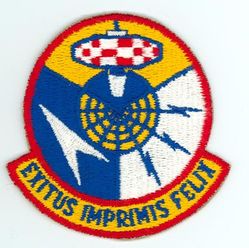 780th Radar Squadron  (Semi-Automatic Ground Environment)/780th Radar Squadron/780th Air Defense Group
Emblem approved 26 Jul 1965 for 780 RS (SAGE)
This unit was redesignated twice and the same patch was used for all three organizations since it displayed only a motto, no designation.  
780 RS (SAGE) active 1 Aug 1961 - 1 Mar 1970
780 RS active 17 Jan 1974 - 29 Sep 1979
780 ADG active 1 Mar 1970 - 17 Jan 1974 (GWO) 
