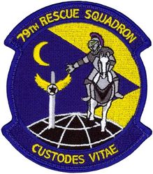 79th Rescue Squadron Heritage
Established as 79th Air Rescue Squadron on 17 Oct 1952. Activated on 14 Nov 1952. Inactivated on 18 Sep 1960. Activated on 10 May 1961. Redesignated 79th Aerospace Rescue and Recovery Squadron on 8 Jan 1966. Inactivated on 30 Jun 1972. Redesignated 79th Rescue Flight on 1 Apr 1993. Activated on 1 May 1993. Inactived on 1 Jul 1998. 79th Rescue Squadron on 1 Oct 2003-.

Translation: CUSTODES VITAE = Guardians of Life


