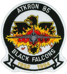 Attack Squadron 85 (VA-85) Inactivation
Attack Squadron EIGHT HUNDRED FIFTY NINE (VA-859) was a reserve squadron called to active duty on 1 Feb 1951. Redesignated Attack Squadron EIGHTY FIVE (VA-85) on 4 Feb 1953. Disestablished on 30 Sep 1994. The second squadron to be assigned the VA-85 designation.

Grumman A-6A/E Intruder, 1964-1994

Insignia approved by CNO on 7 May 1958.

