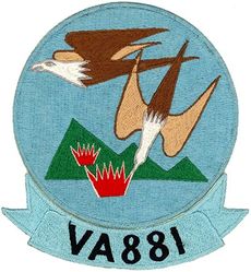 Attack Squadron 881 (VA-881)
VA-881
Established as VF-881 late 1940s; VA-881 c1964-Jun 1970. 
North American FJ-1 Fury
Douglas F4D-1 Skyray 
Douglas A-4B Skyhawk
