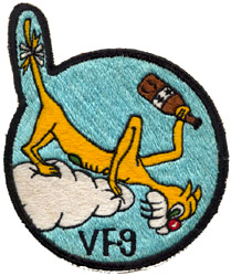Fighter Squadron 9 (VF-9)
VF-9 "Cat o' Nines" 
1 Mar 1942-28 Sep 1945
Grumman F4F-4/5/5E/5N/5P Wildcat
Grumman F6F-3 Hellcat
