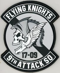 9th Attack Squadron Class 2017-09
Constituted 9 Pursuit Squadron (Interceptor) on 20 Nov 1940. Activated on 15 Jan 1941. Redesignated: 9 Fighter Squadron on 15 May 1942; 9 Fighter Squadron, Twin Engine, on 25 Jan 1943; 9 Fighter Squadron, Single Engine, on 19 Feb 1944; 9 Fighter Squadron, Two Engine, on 6 Nov 1944; 9 Fighter Squadron, Single Engine, on 8 Jan 1946; 9 Fighter Squadron, Jet Propelled, on 1 May 1948; 9 Fighter Squadron, Jet, on 10 Aug 1948; 9 Fighter-Bomber Squadron on 1 Feb 1950; 9 Tactical Fighter Squadron on 8 Jul 1958; 9 Fighter Squadron on 1 Nov 1991, Inactivated on 16 May 2008. Redesignated 9 Attack Squadron and activated on 4 Oct 2012-.
Keywords: PVC