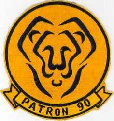 Patrol Squadron 90 (VP-90)
Established as Patrol Squadron NINETY (VP-90) “The Lions” on 1 Nov 1970. Disestablished on 30 Sep 1994.

Lockheed SP-2H Neptune, 1970-1974
Lockheed P-3A Orion, 1974-1984
Lockheed P-3B MOD Orion, 1984-1991

Insignia (2nd design) was approved by CNO on 22 Apr 1974. 

