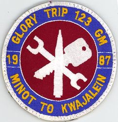 91st Strategic Missile Wing (ICBM-Minuteman) Glory Trip-123GM-1
Glory Trip is the USAF follow-on Test and Evaluation (FOT&E) program for intercontinental ballistic missiles. GM-123GM-1 was a Minuteman III launched on 24 Jul 1987.
