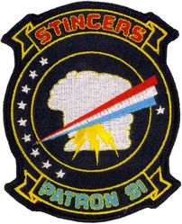 Patrol Squadron 91 (VP-91)
VP-91 "Stingers"
1984-1991 (2nd insignia)
Established as VP-91 (2nd VP-91) on 1 Nov 1970-31 Mar 1999.
Lockheed P-3B MOD/C UIII Orion
