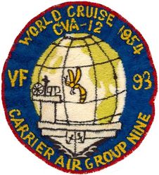 Fighter Squadron 93 (VF-93) WORLD CRUISE 1954
Established as Fighter Squadron NINETY THREE (VF-93) (2nd) on 12 Aug 1948. Disestablished on 30 Nov 1949. Established as Fighter Squadron NINETY THREE (VF-93) on 26 Mar 1952. Redesignated Attack Squadron NINETY THREE (VA93) on 15 Sep 1956. Disestablished on 31 Aug 1986. The first squadron to be assigned the VA-93 designation.

Grumman F9F-5 Panther

