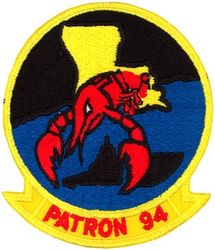 Patrol Squadron 94 (VP-94)
Established as Patrol Squadron NINETY FOUR (VP-94) “Crawfishers” on 1 Nov 1970. The second squadron to be assigned the VP-94 designation. Disestablished in Sep 2006.

Lockheed SP-2H Neptune, 1970
Lockheed P-3A Orion, 1970-1976
Lockheed P-3B TAC/NAV MOD Orion, 1984-1994
Lockheed P-3C UII Orion, 1984-2006

Insignia approved by CNO on 24 Jun 1971.

