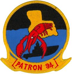 Patrol Squadron 94 (VP-94)
Established as Patrol Squadron NINETY FOUR (VP-94) “Crawfishers” on 1 Nov 1970. The second squadron to be assigned the VP-94 designation. Disestablished in Sep 2006.

Lockheed SP-2H Neptune, 1970
Lockheed P-3A Orion, 1970-1976
Lockheed P-3B TAC/NAV MOD Orion, 1984-1994
Lockheed P-3C UII Orion, 1984-2006

Insignia approved by CNO on 24 Jun 1971.

