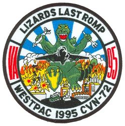 Attack Squadron 95 (VA-95) WESTPAC CRUISE 1995
VA-95 "Green Lizards"
1995
Grumman A-6E; KA-6D Intruder
