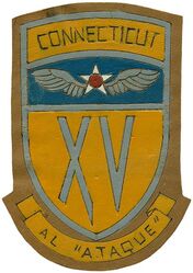 15th Air Force
Established as Fifteenth Air Force on 30 Oct 1943. Activated on 1 Nov 1943. Inactivated on 15 Sep 1945.

Insignia approved on 19 Feb 1944. Italian made incised painted leather. 

Stations. Tunis, Tunisia, 1 Nov 1943; Bari, Italy, 1 Dec 1943-15 Sep 1945.

