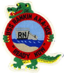 AKA-103 USS Rankin 
Class & type: Tolland-class attack cargo ship  
Namesake: Rankin County, Mississippi 
Ordered: July 1944 
Builder: North Carolina Shipbuilding Company, Wilmington, North Carolina 
Laid down: 31 Oct 1944 
Launched: 22 Dec 1944 
Commissioned: 25 Feb 1945 
Decommissioned: 21 May 1947 
Recommissioned: 22 Mar 1952 
Decommissioned: 11 May 1971 
Reclassified: LKA-103, 1969 
Struck: 1 Jan 1977 
Fate: Sunk as a fishing & diving reef off Stuart, Florida, 24 
