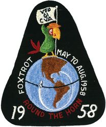 Light Photographic Squadron 61 (VFP-61) Detachment Foxtrot CVG-14 Southern Atlantic & Southern Pacific Cruise 1958
Established as Composite Squadron 61 (VC-61) on 20 Jan 1949. Redesignated Light Photographic Squadron 61 (VFP-61) on 2 Jul 1956; Composite Photographic Squadron 63 (VCP-63) on 1 Jul 1959; Light Photographic Squadron Sixty Three (VFP-63) on 1 Jul 1961. Disestablished on 30 Jun 1982.

20 Jun 1958-20 Aug 1958, CVA-61 USS Ranger, CVG-14, McDonnell F9F-8P Cougar 

