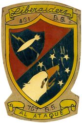 461st Bombardment Group, Heavy, 767th Bombardment Squadron, Heavy 
Constituted as 461st Bombardment Group (Heavy) on 19 May 1943. Activated on 1 Jul 1943.

Painted incised leather

Stations. S. Wendover Field, UT, 1 Jul 1943; Gowen Field, ID, 29 Jul 1943; Kearns, UT, 11 Sep 1943;  Wendover Field, UT, 30 Sep 1943; Hammer Field, CA, 30 Oct 1943-Jan 1944; Torretto Airfield, Italy, c. 20 Feb 1944-Jul 1945; Sioux Falls AAFM, SD, 22 Jul-28 Aug 1945.

