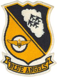 USN Flight Exhibition Team Blue Angels F9F-8 Cougar
The Blue Angels were originally formed on 24 Apr 1946 as the Navy Flight Exhibition Team by the Chief of Naval Operations, Admiral Chester Nimitz, who had a vision to create a flight exhibition team in order to raise the public's interest in naval aviation and boost Navy morale. The name changed to Blue Angels and first introduced at an air show in Jul 1946.
To boost Navy morale, demonstrate naval air power, and maintain public interest in naval aviation, an underlying mission was to help the Navy generate public and political support for a larger allocation of the shrinking defense budget.
The original Blue Angels insignia or crest was designed in 1949, by Lt. Commander Raleigh "Dusty" Rhodes, their third Flight Leader and first jet fighter leader. The aircraft silhouettes change as the team changes aircraft.
The Navy Flight Exhibition Team was reorganized and commissioned the United States Navy Flight Demonstration Squadron on 10 Dec 1973.

Grumman F6F-5 Hellcat, Jun-Aug 1946.
Grumman F8F-1 Bearcat, Aug 1946-1949.
Grumman F9F-2 Panther, 1949-Jun 1950 (first jet); F9F-5 Panther, 1951-1955.
Grumman F9F-8 Cougar, 1954-1957.
Grumman F11F-1 (F-11) Tiger, 1957-1968.
McDonnell Douglas F-4J Phantom II, 1969-1974.
Douglas A-4F Skyhawk, 1974-1986.
McDonnell Douglas F/A-18 Hornet (F/A-18B as #7), 1986 -2010.
Boeing F/A-18A/C (B/D as #7) Hornet, 2010-2020.
Boeing F/A-18E Super Hornet (F/A-18F as #7), 2020.
