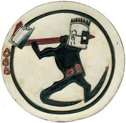 25th Bombardment Squadron, Very Heavy
Organized as 20th Aero Squadron on 13 Jun 1917. Redesignated 25th Aero Squadron on 22 Jun 1917. Demobilized on 17 Jun 1919. Reconstituted and consolidated (1924) with 25th Squadron which was authorized on 30 Aug 1921. Organized on 1 Oct 1921. Redesignated : 25th Bombardment Squadron on 25 Jan 1923; 25th Bombardment Squadron (Medium) on 6 Dec 1939; 25th Bombardment Squadron (Heavy) on 20 Nov 1940; 25th Bombardment Squadron (Very Heavy) on 20 Nov 1943. Inactivated on 1 Oct 1946

Insignia approved on 15 Feb 1924. Indian made painted multi piece leather.

Stations. Camp Kelly, TX, 13 Jun-28 Dec 1917; Ayr, Scotland, 31 Jan 1918; Marske, England, 23 Apr-7 Aug 1918; St Maxient, France, 20 Aug 1918; Romorantin, France, 29 Aug 1918; Colombey-les-Belles, France, 18 Sep 1918; Toul, France, 24 Oct 1918; Colombeyles-Belles, France, 15 Apr 1919; Le Mans, France 5-19 May 1919; Mitchel Field, NY, 6-17 Jun 1919. Mitchel Field, NY, 1 Oct 1921-22 Apr 1922; France Field, CZ, 30 Apr 1922; Rio Hato, Panama, 8 Dec 1941; Salinas, Ecuador, c. 21 Jan 1942; Howard Field, CZ, 22 May-16 Jun 1943; Pratt AAFld, KS, 1 Jul 1943-12 Mar 1944; Chakulia, India, c. 11 Apr 1944-Apr 1945; West Field, Tinian, Apr-7 Nov 1945; March Field, CA, 27 Nov 1945; Davis-Monthan Field, AZ, c. 8 May-1 Oct 1946.

