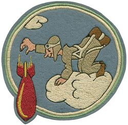 321st Bombardment Squadron (Heavy) and 321st Bombardment Squadron, Heavy
Constituted as 321 Bombardment Squadron (Heavy) on 28 Jan 1942.  Activated on 15 Apr 1942.  Redesignated as 321 Bombardment Squadron, Heavy, on 6 Mar 1944.  Inactivated on 27 Jan 1946.

Australian embroidery on wool.

Stations.  Key Field, MS, 15 Apr 1942; Barksdale Field, LA, 17 May 1942; Greenville AAB, SC, 21 Jun 1942; Ypsilanti, MI, 9–23 Aug 1942; Wheeler Field, TH, 12 Sep 1942; Iron Range, Australia, c. 4 Nov 1942; Port Moresby, New Guinea, 10 Feb 1943; Dobodura, New Guinea, Dec 1943; Nadzab, New Guinea, c. 23 Feb 1944; Biak, 12 Aug 1944; San Jose, Mindoro, 26 Jan 1945; Ie Shima, 15 Aug 1945; Ft William McKinley, Luzon, 23 Nov 1945–27 Jan 1946.

