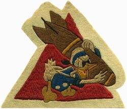 389th Bombardment Squadron, Dive; 389th Bombardment Squadron, Light and 389th Bombardment Squadron, Heavy 
Constituted 389th Bombardment Squadron (Light) on 28 Jan 1942. Activated on 15 Mar 1942. Redesignated: 389th Bombardment Squadron (Dive) on 27 Jul 1942; 389th Bombardment Squadron (Light) on 6 Dec 1943; 389th Bombardment Squadron (Heavy) on 19 Ju1 1945. Inactivated on 26 Dec 1945. Redesignated 389th Bombardment Squadron (Very Heavy) on 14 Jul 1947. Activated in the reserve on 30 Jul 1947. Inactivated on 27 Jun 1949.

Insignia. Australian embroidered on wool

Stations. Bowman Field, KY, 15 Mar 1942; Will Rogers Field, OK, 12 Jun 1942; Hunter Field, GA, 18 Aug 1942; DeRidder AAB, LA, 18 Feb 1943; Rice AAFld, CA, 13 Apr 1943; Salinas AAB, CA, 13 Aug-24 Oct 1943; Port Moresby, New Guinea, 30 Nov 1943; Gusap, New Guinea, 6 Jan 1944; Nadzab, New Guinea, c. 10 Jun 1944; Hollandia, New Guinea, c. 30 Jun 1944; Tanauan, Leyte, 19 Nov 1944; San Jose, Mindoro, 27 Jan 1945; Mangaldan, Luzon, c. 11 Feb 1945; Floridablanca, Luzon, c. 20 Apr 1945; Okinawa, Sep-g Dec 1945; Camp Anza, CA, 24-26 Dec 1945. Ellington Field, TX, 30 Jul 1947-27 Jun 1949.

